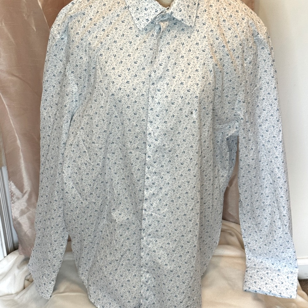 NWT Express Button Down Shirt Blue Pattern Sz XL